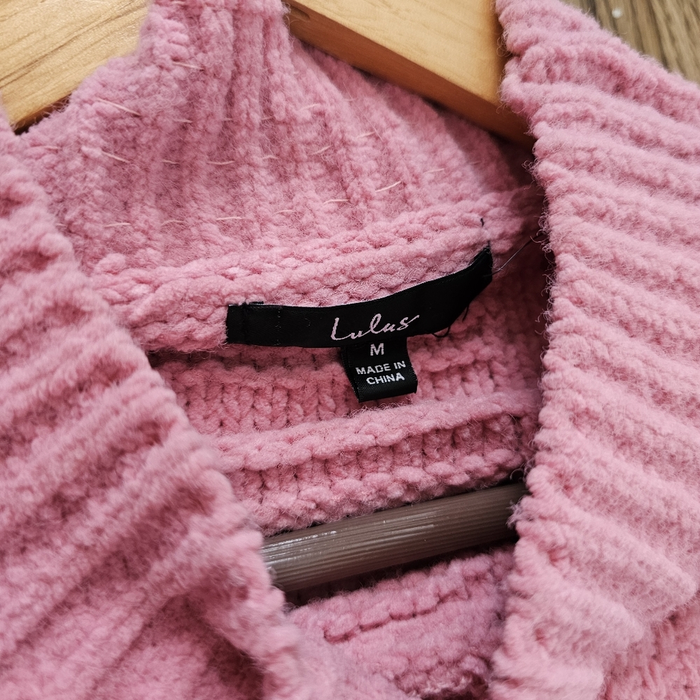 Lulus Patchwork It Rose Pink Chenille Chunky Cabl… - image 5